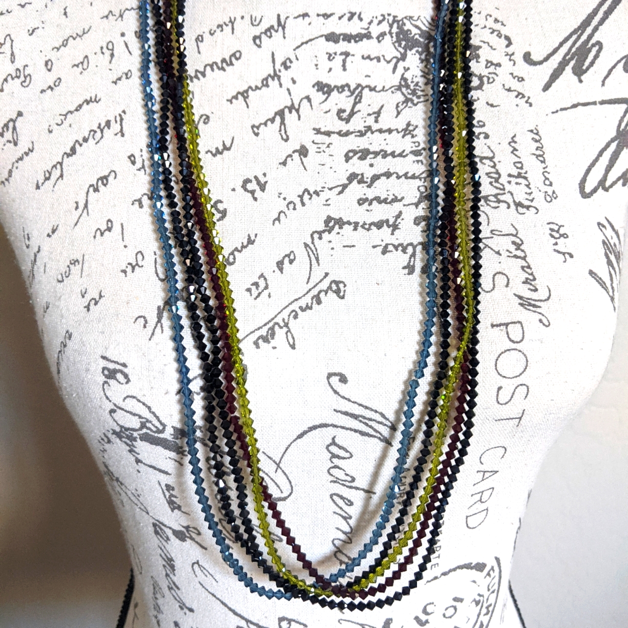 3 For $15 Tiny Bead 36" Necklaces Nwt Black - Rhinestone - Blue - White - Green+